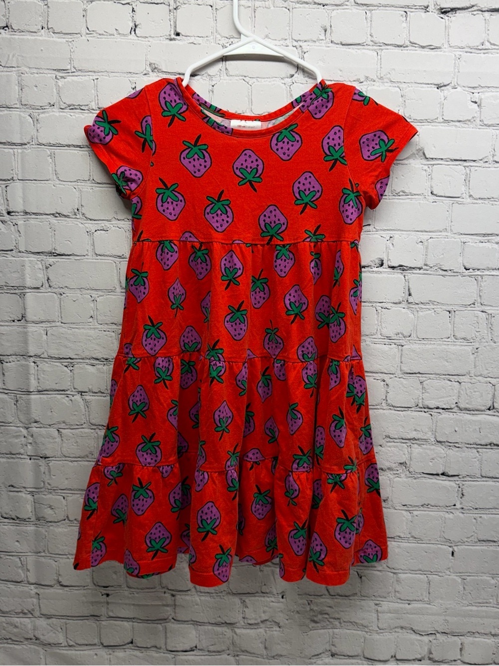 Hanna Andersson Red Dress with Purple Strawberry Print Sz 6-7